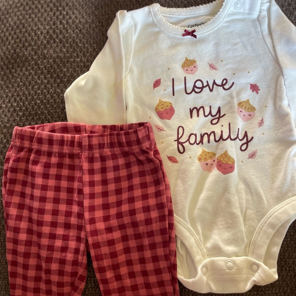 Carter's 3 Month ‘I Love My Family’ Matching 2 piece Outfit ❤️ EUC